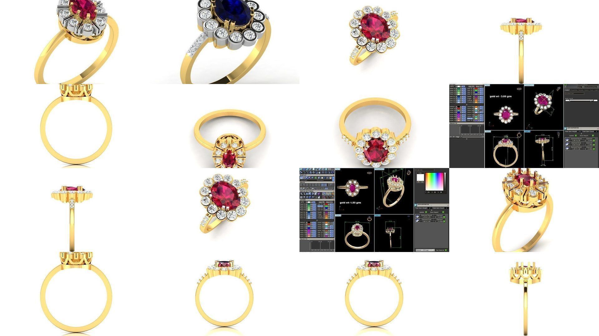 66 Flower rings 3D Model Collection_3