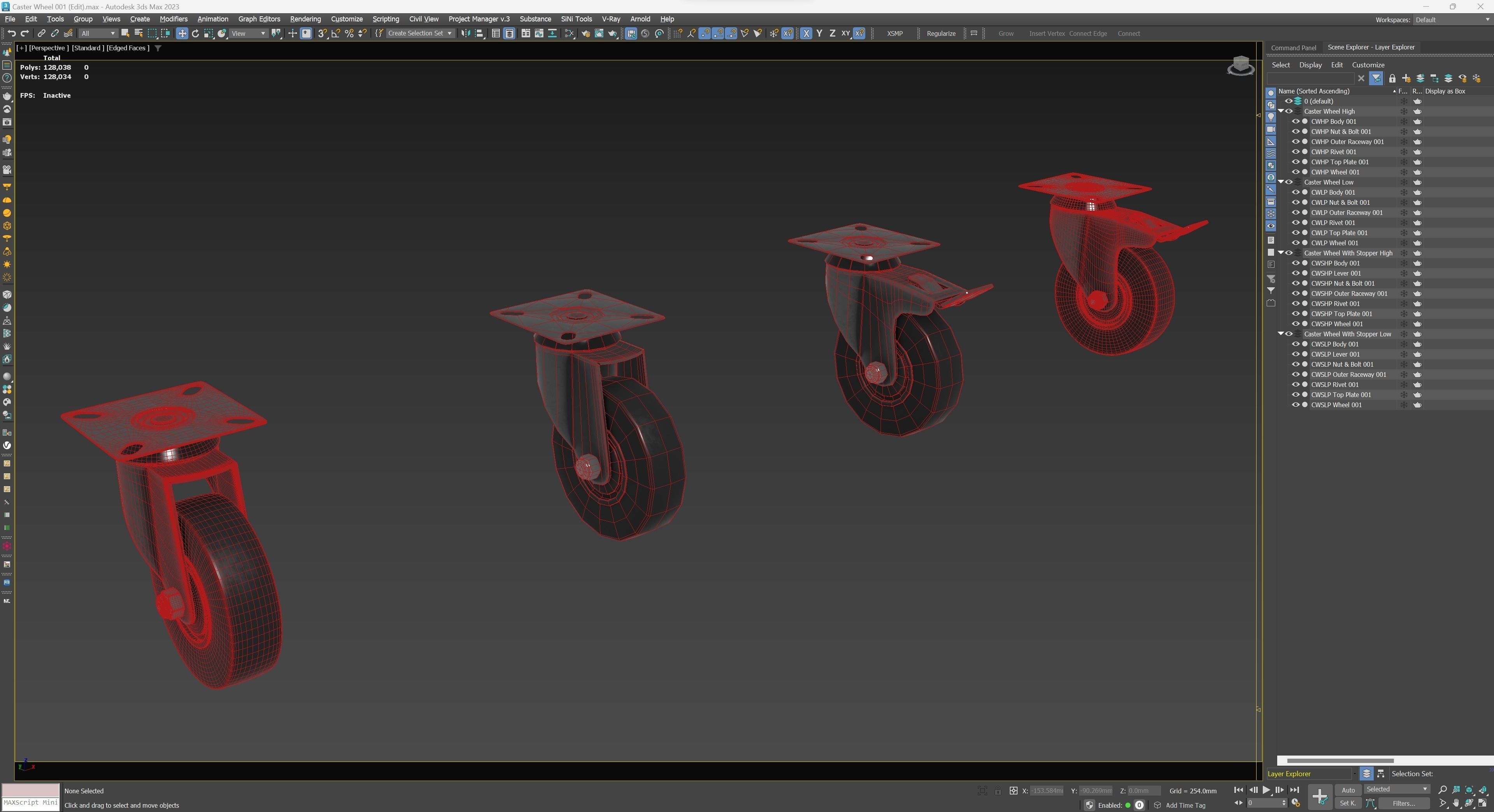 Chair Wheels Low-poly 3D model_18