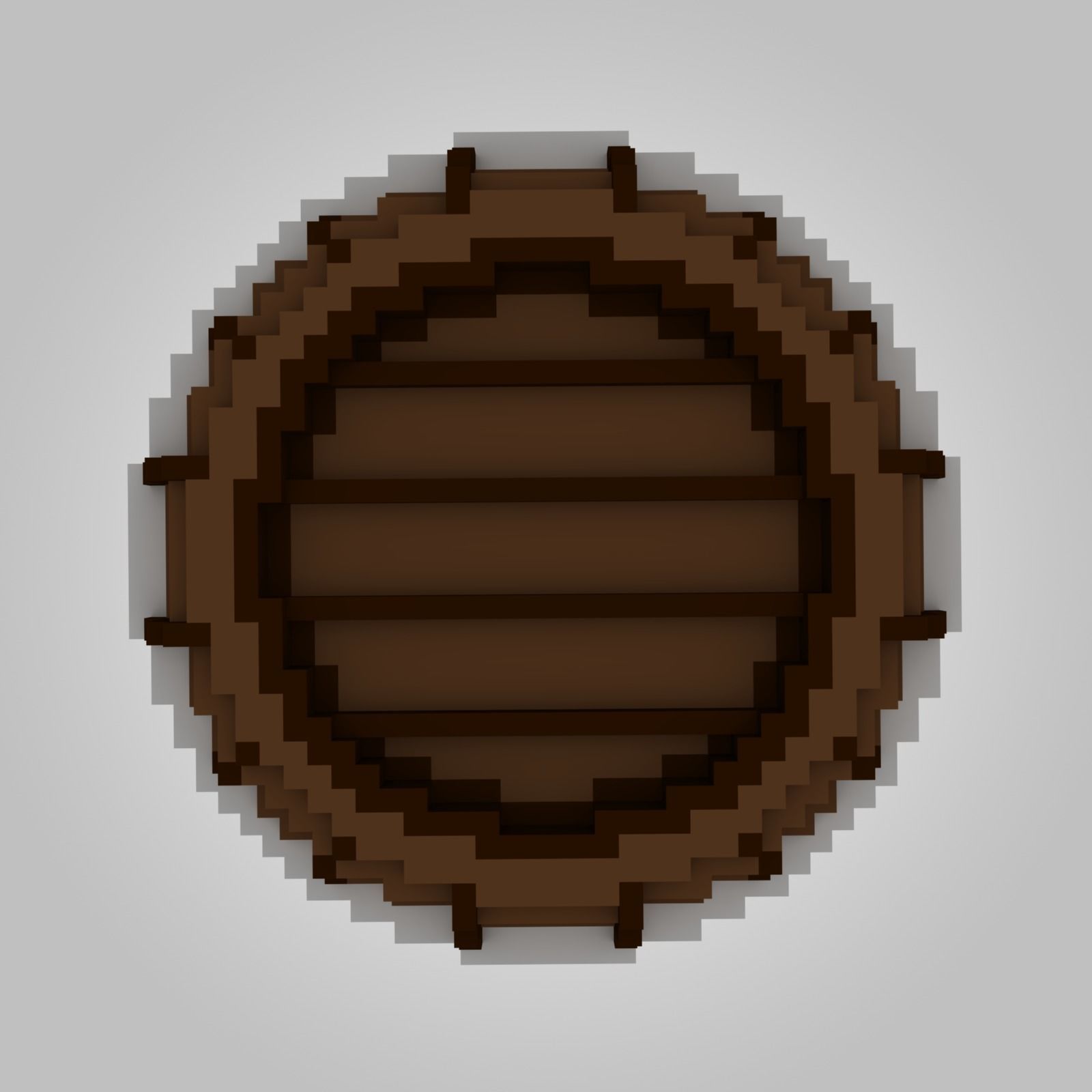 Voxel Wooden Barrel Low-poly 3D model_4