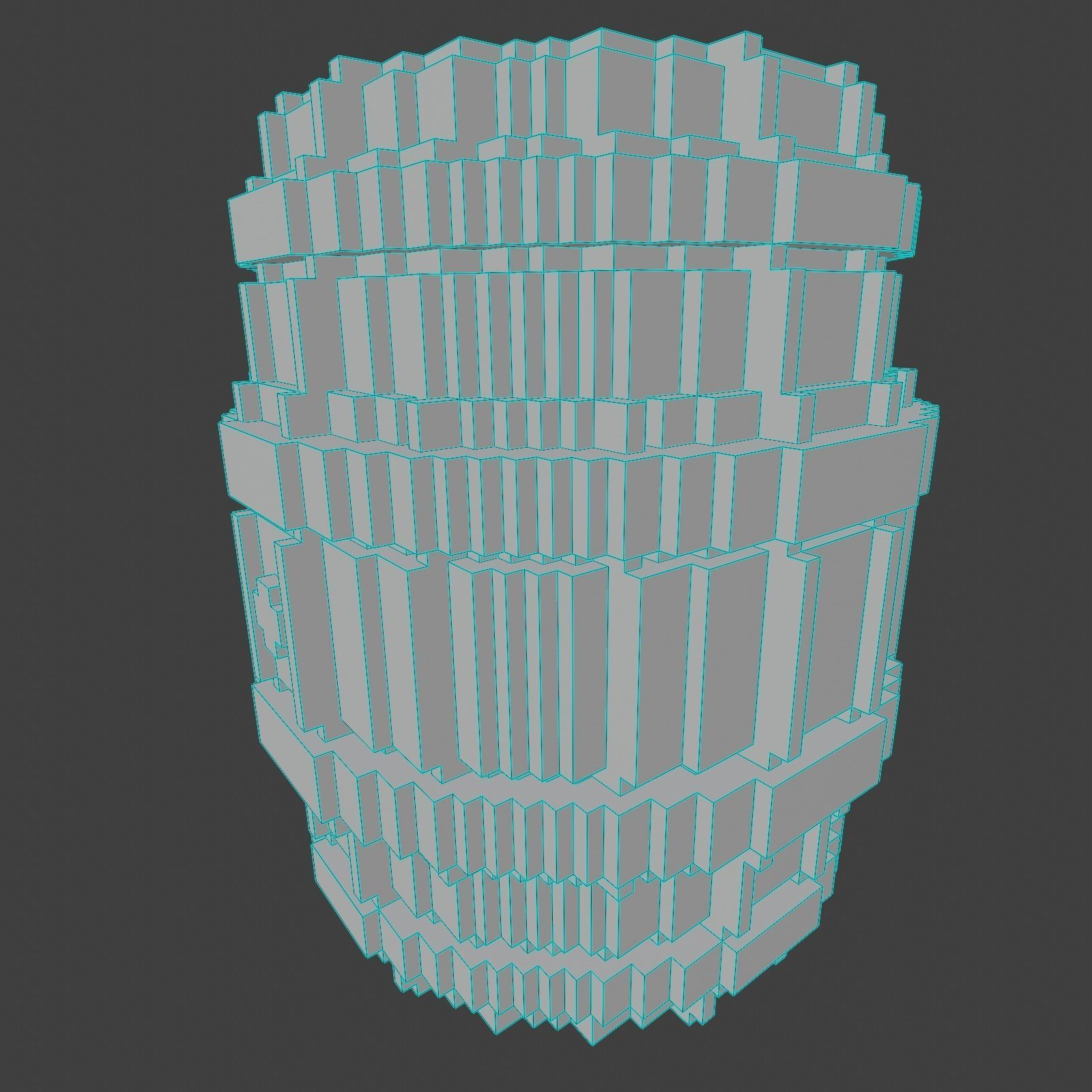 Voxel Wooden Barrel Low-poly 3D model_6