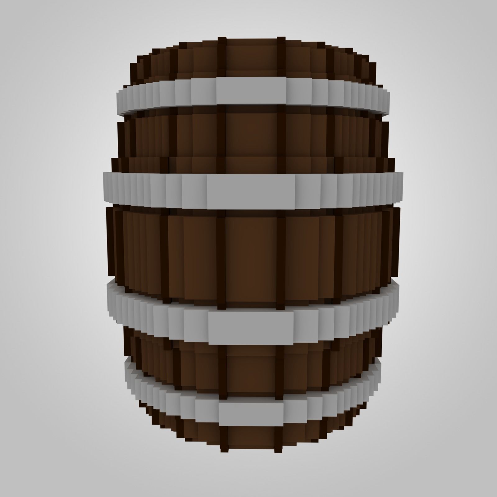 Voxel Wooden Barrel Low-poly 3D model_2