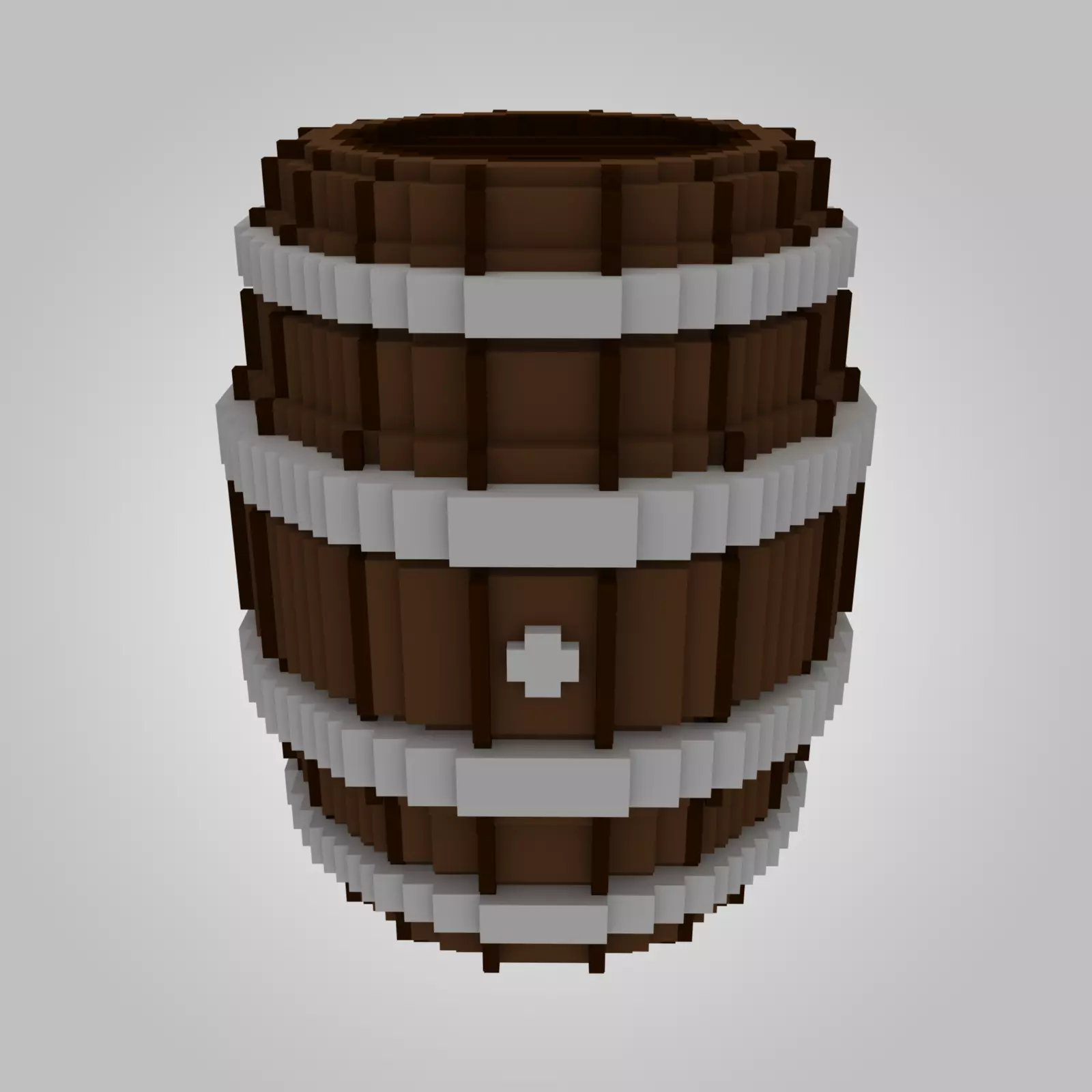 Voxel Wooden Barrel Low-poly 3D model_0
