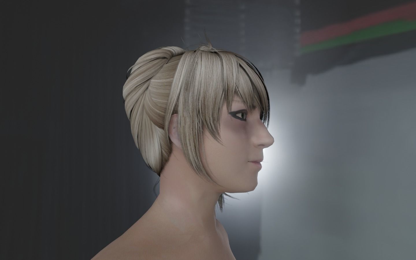 WOMAN HAIR 8 Low-poly 3D model_6