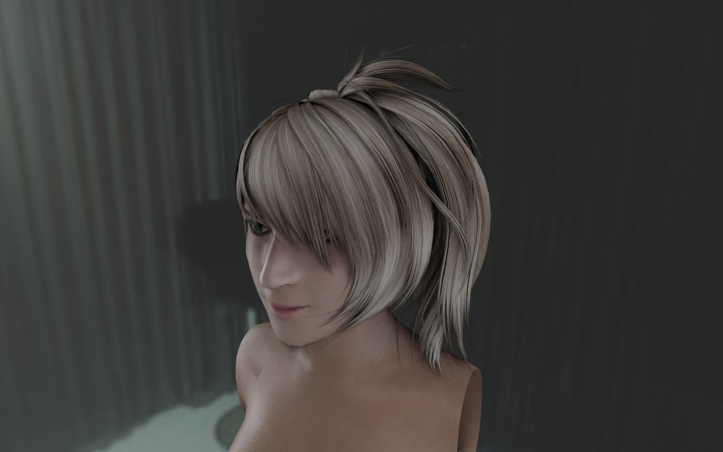 WOMAN HAIR 8 Low-poly 3D model_2