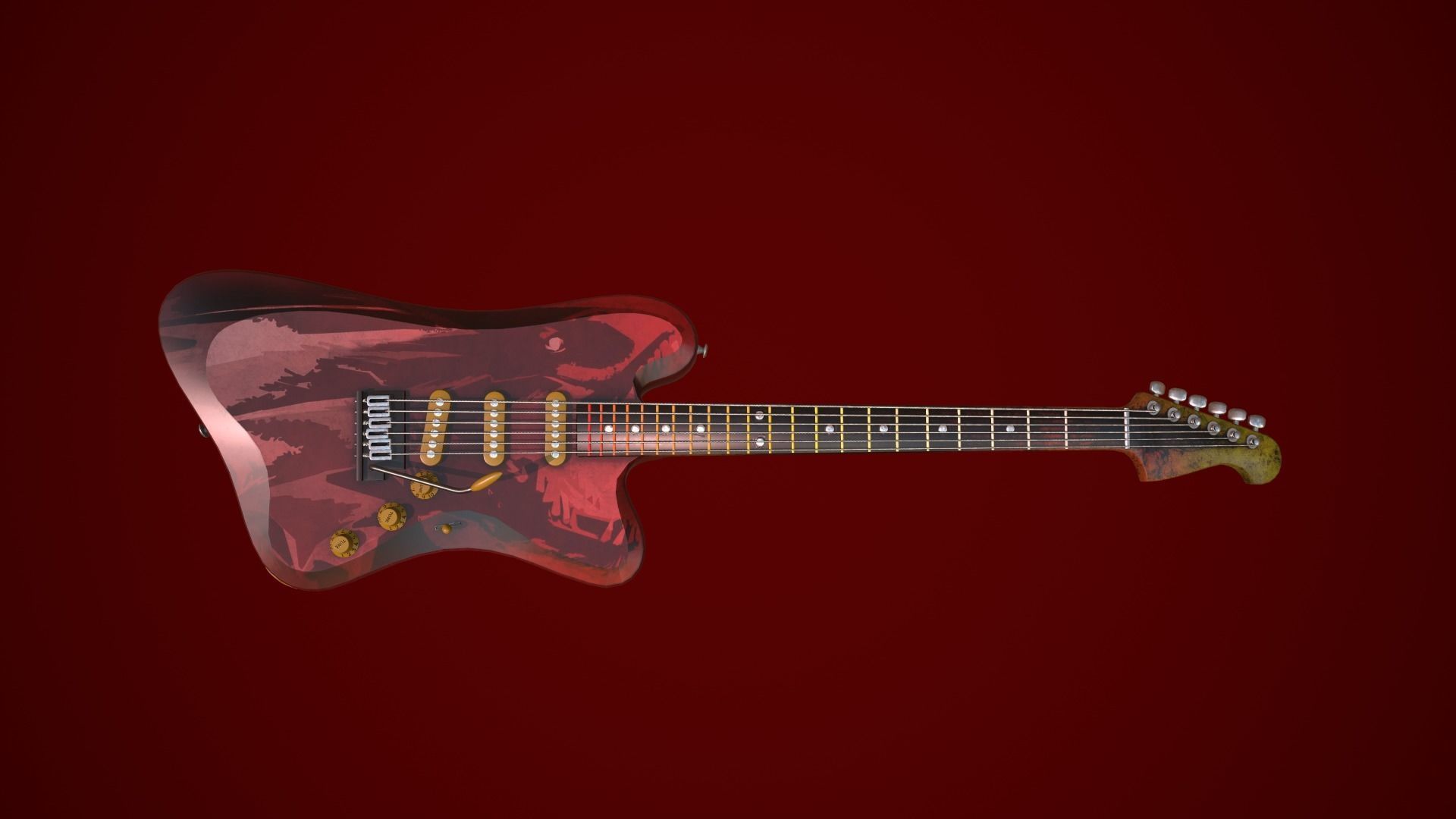 Electric guitar Low-poly 3D model_13