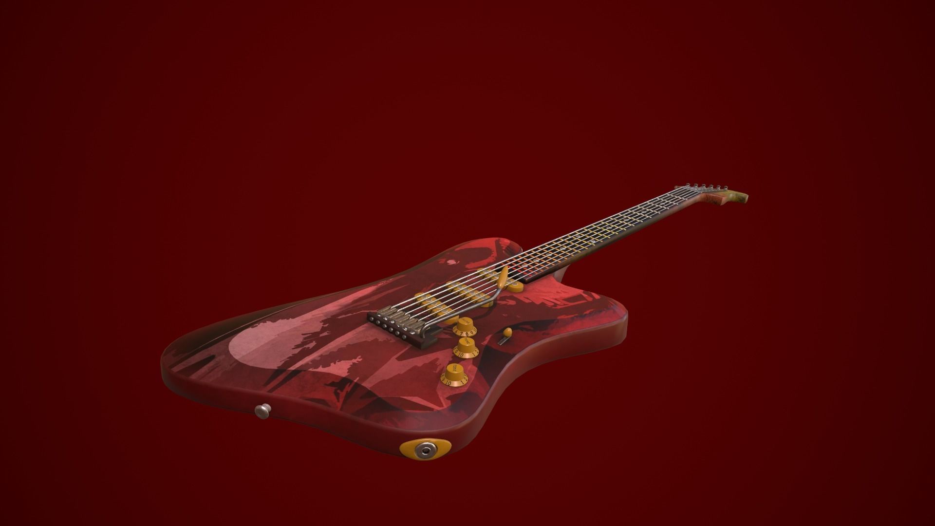 Electric guitar Low-poly 3D model_9