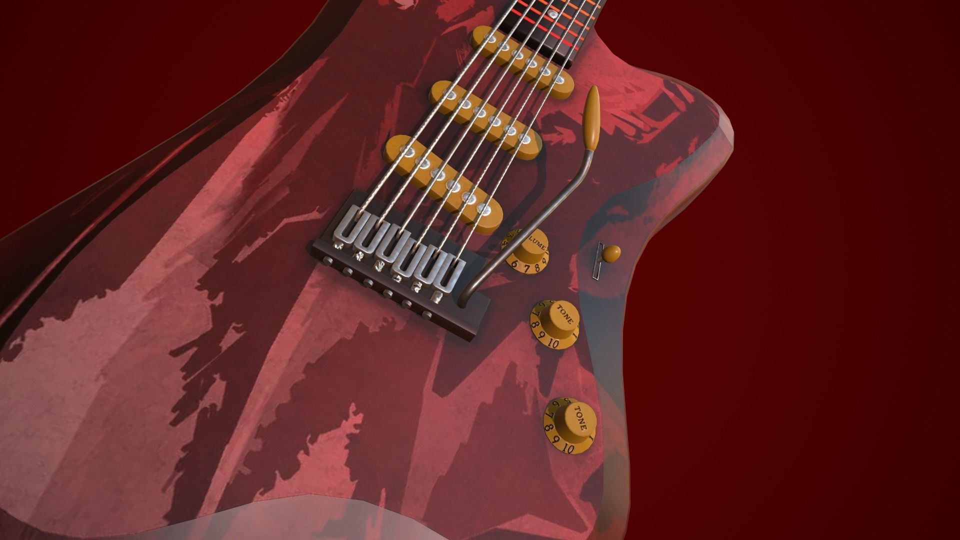 Electric guitar Low-poly 3D model_11