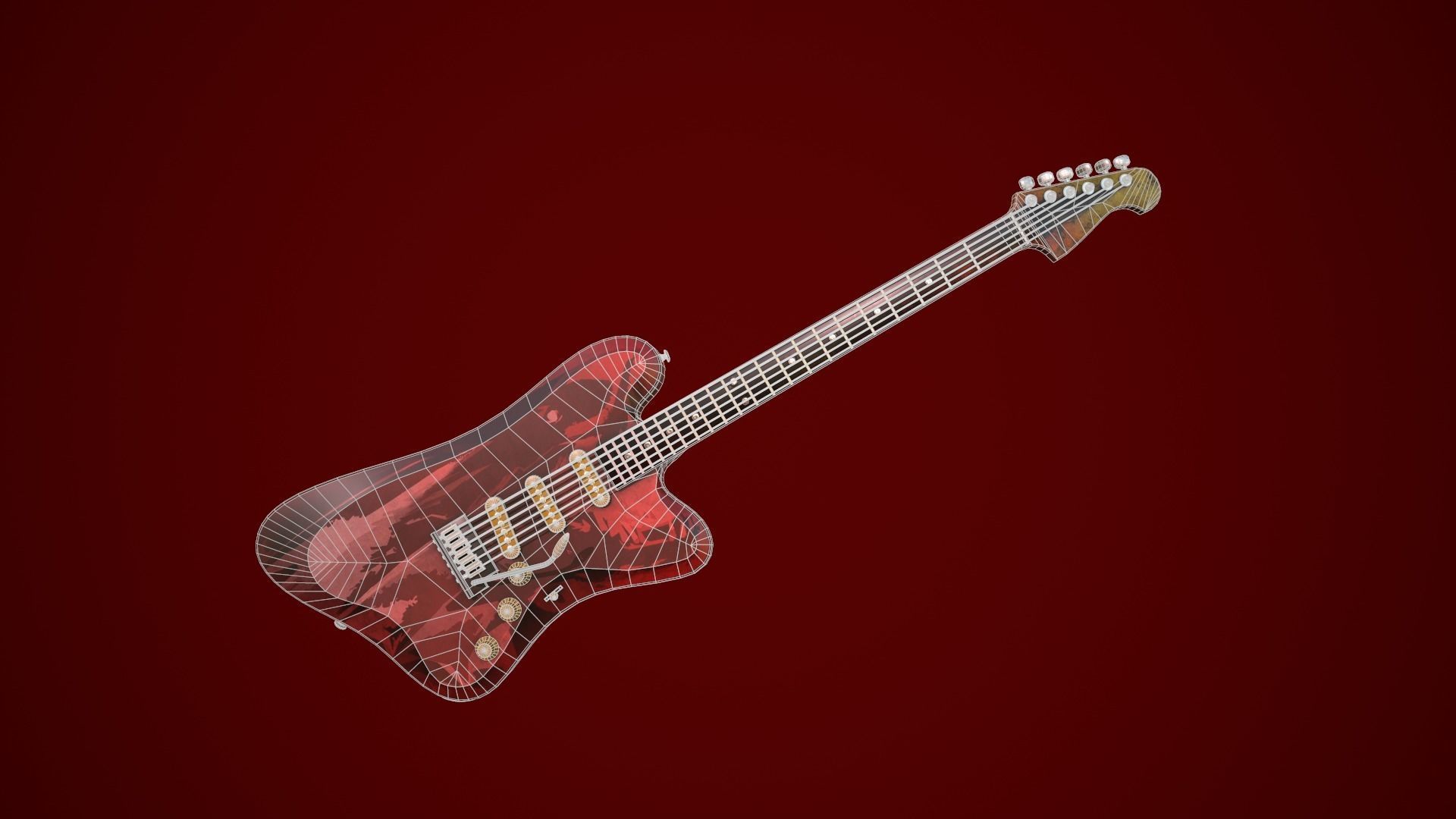 Electric guitar Low-poly 3D model_6