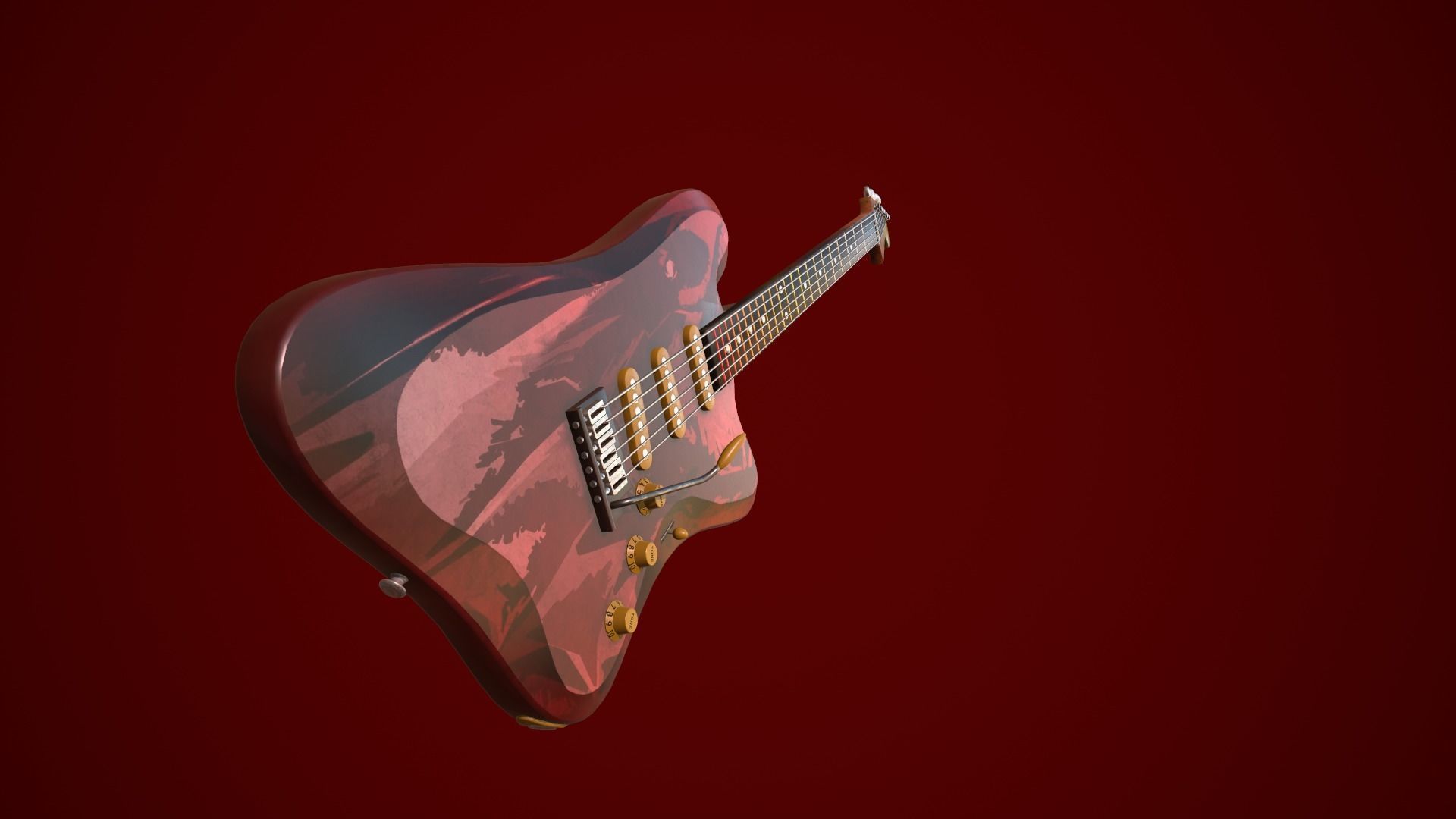 Electric guitar Low-poly 3D model_7