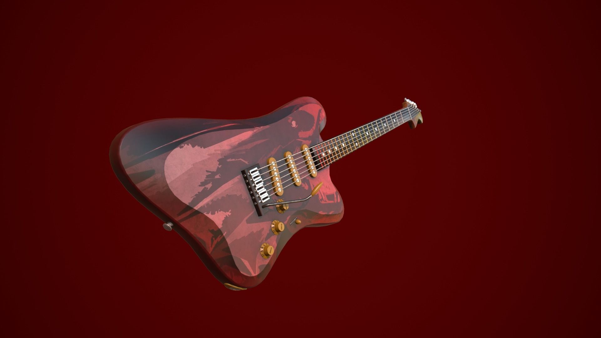 Electric guitar Low-poly 3D model_3