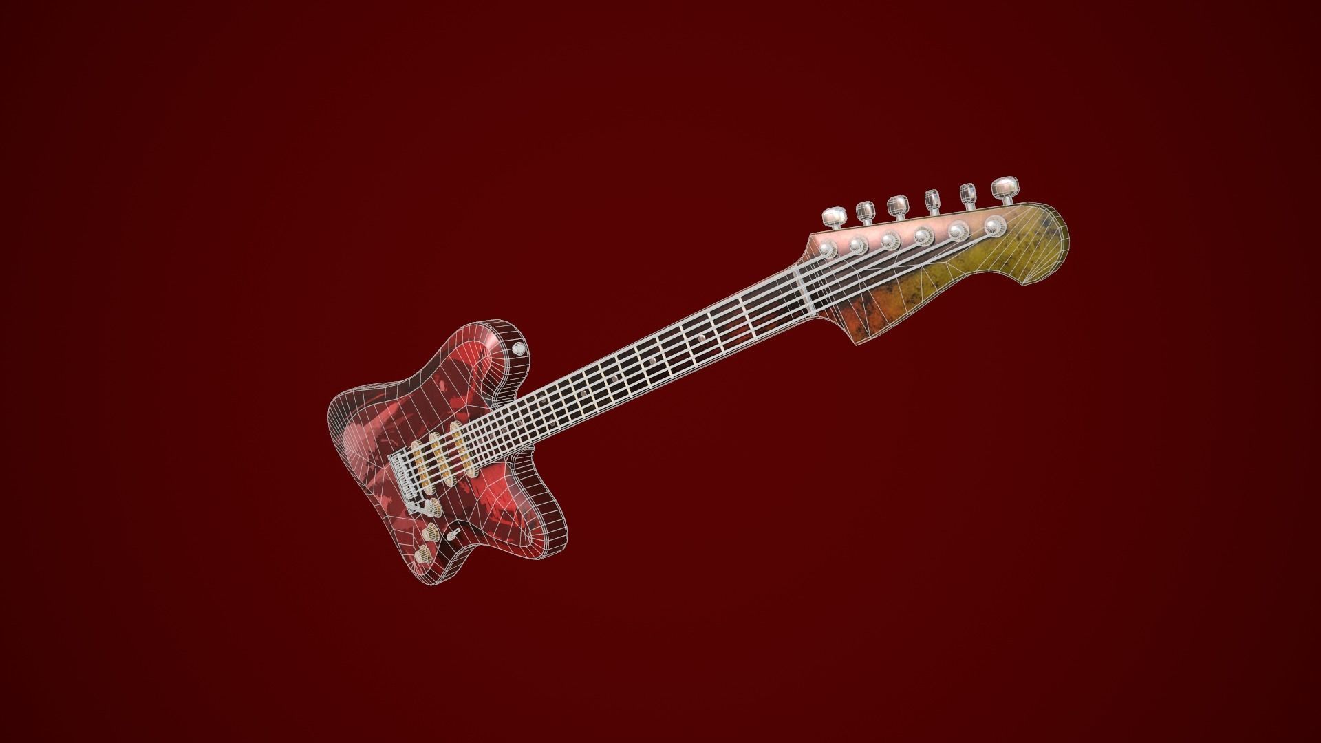 Electric guitar Low-poly 3D model_5