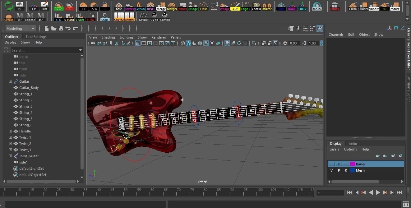 Electric guitar Low-poly 3D model_4