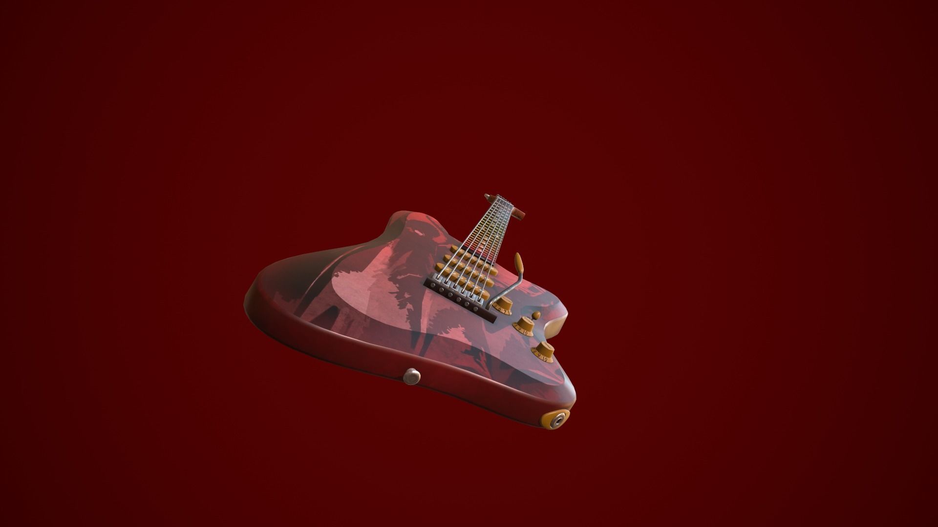 Electric guitar Low-poly 3D model_10