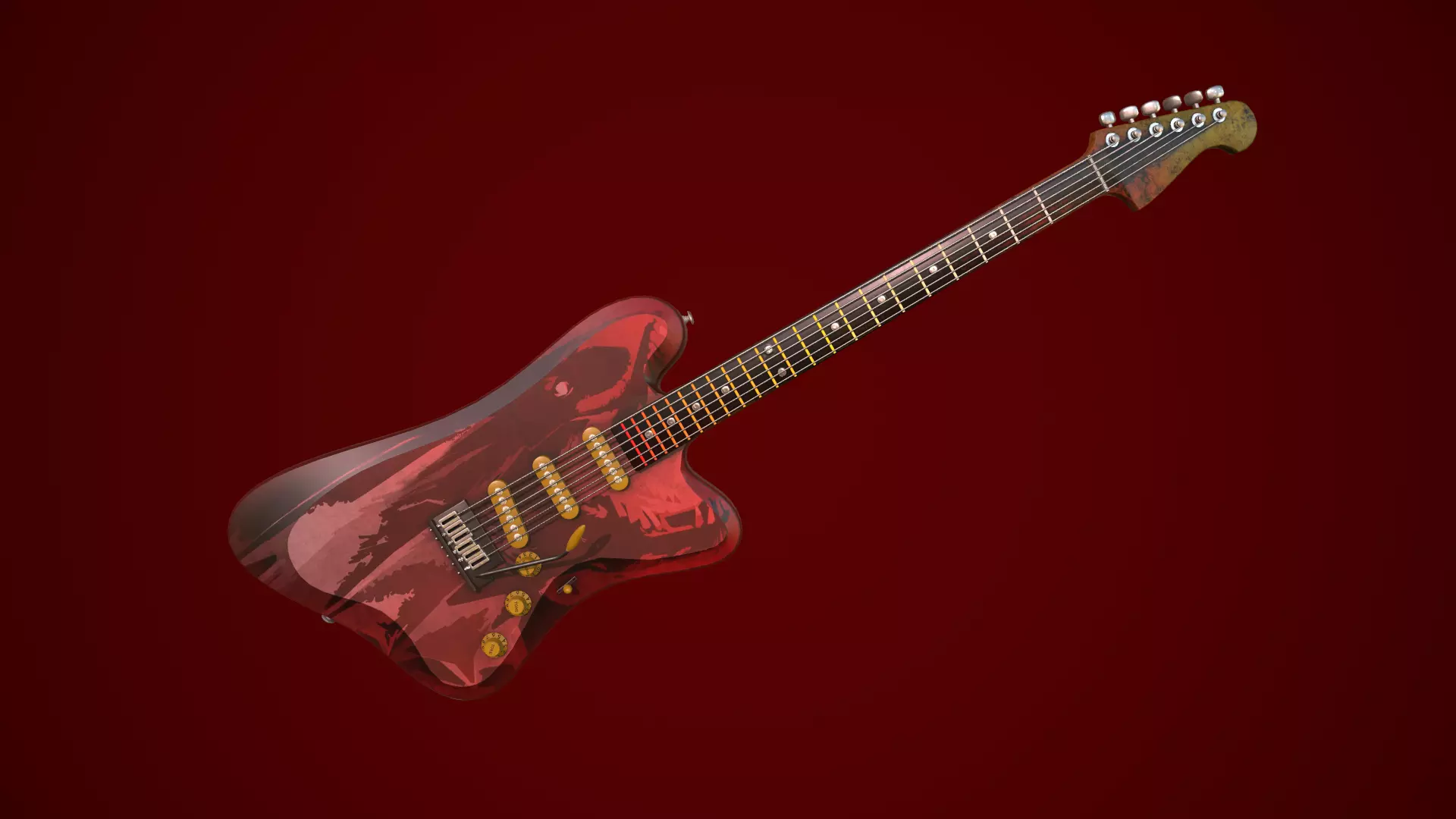 Electric guitar Low-poly 3D model_0