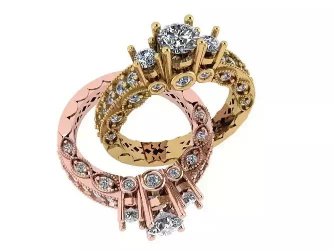 rings two engagement in rose gold and gold