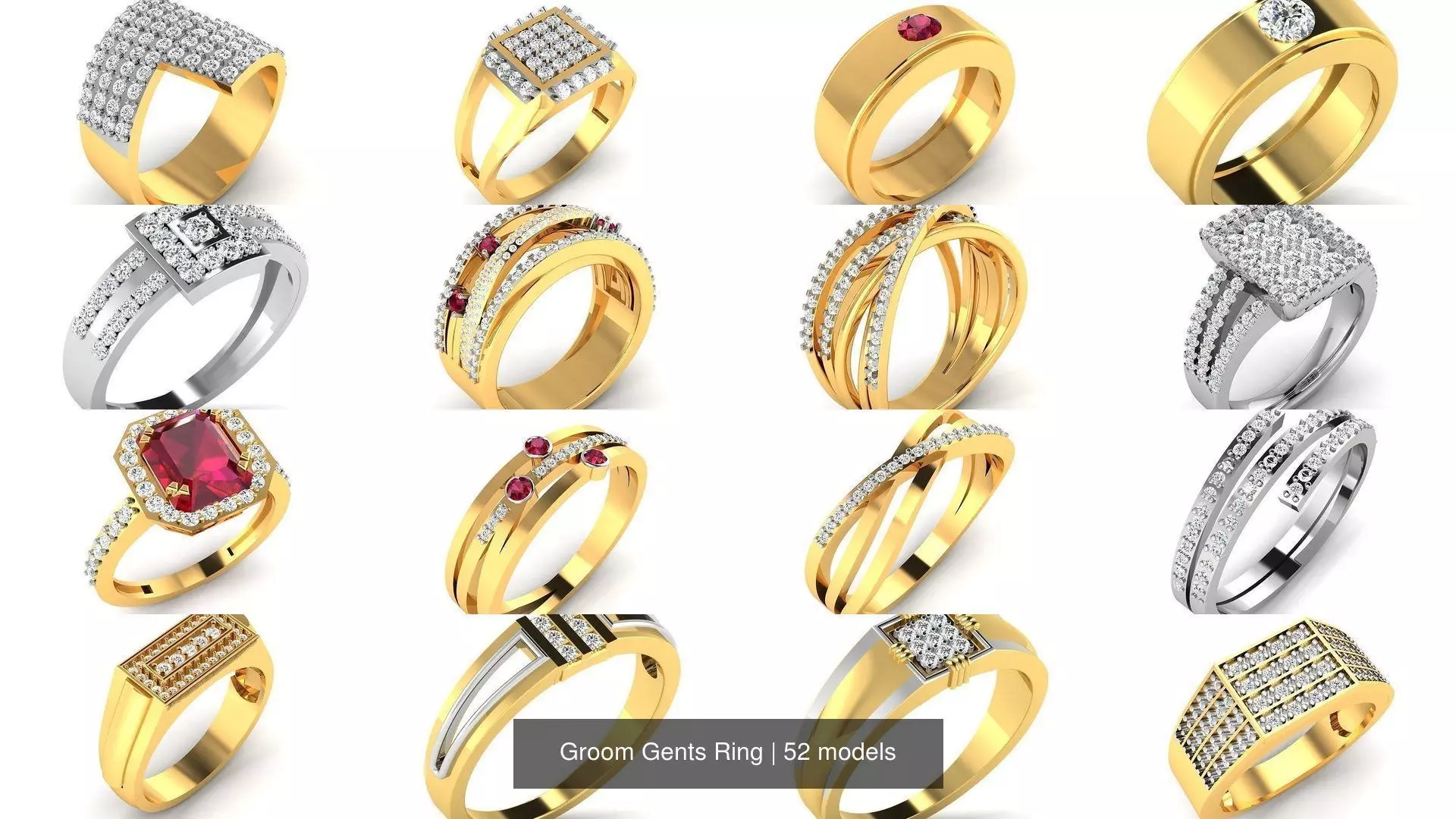 52 Groom Gents Ring 3D Model Collection_0