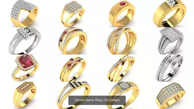 52 Groom Gents Ring 3D Model Collection