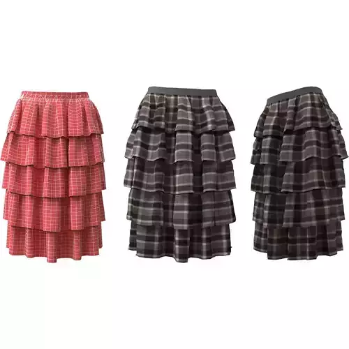 Skirts Layered Ruffle 3D model
