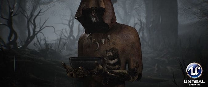 corpse zombie meditating Low-poly 3D model