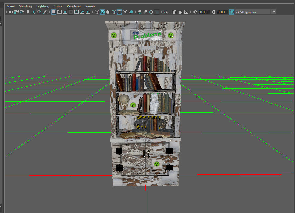 PBR Bookshelf Full Low-poly 3D model_2