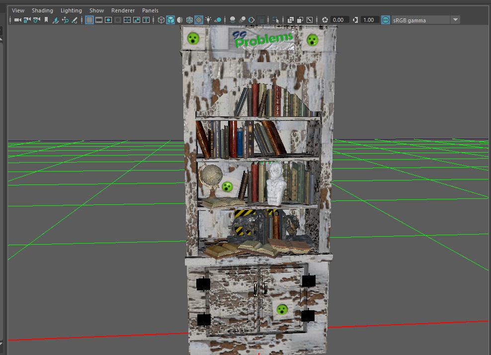 PBR Bookshelf Full Low-poly 3D model_4
