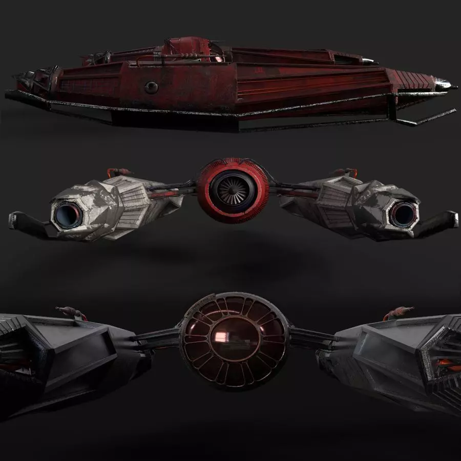 3D model 3D Spaceship Fighter Corvette 5 skins Low-poly 3D model