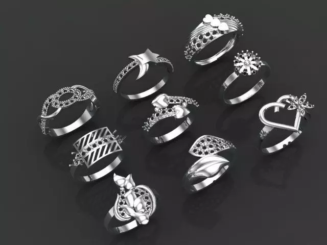 3D Gold Rings Collection Jewelry Models 3D print model_0