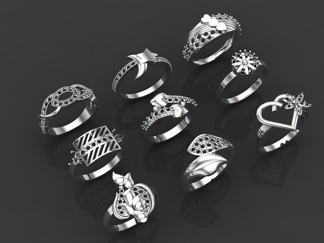3D Gold Rings Collection Jewelry Models 3D print model