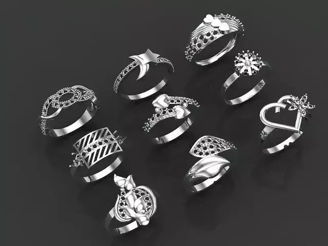 3D Gold Rings Collection Jewelry Models 3D print model