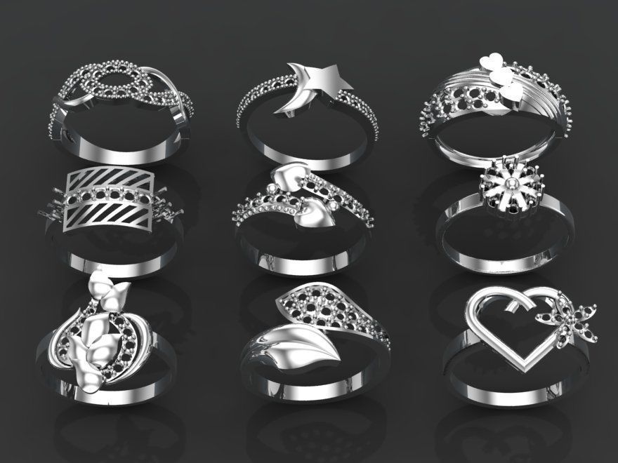 3D Gold Rings Collection Jewelry Models 3D print model_1