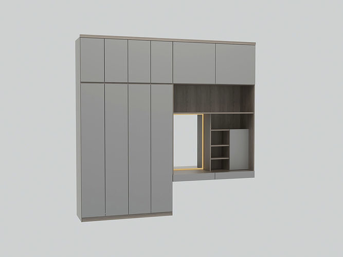 Wardrobe cabinet with doors and drawers 3D model