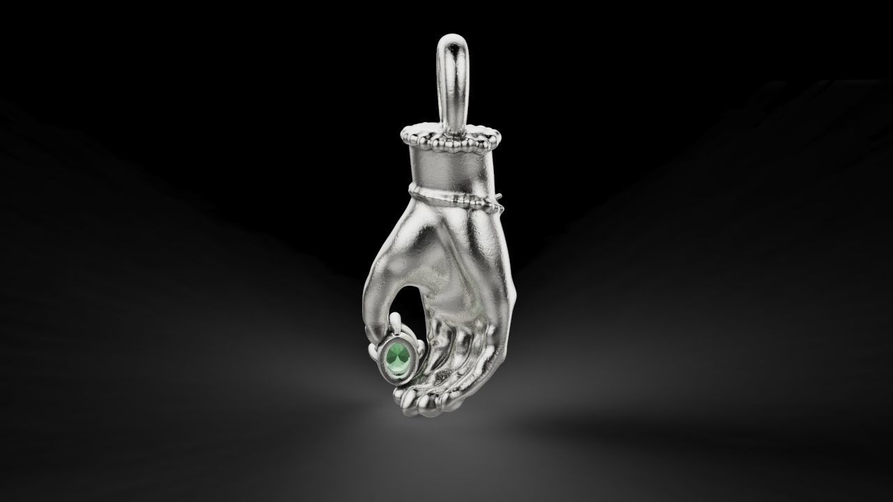 Hand pendant with gem 3D print model_8