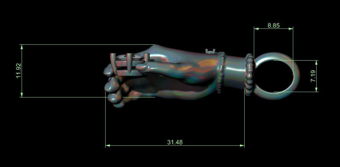 Hand pendant with gem 3D print model_4