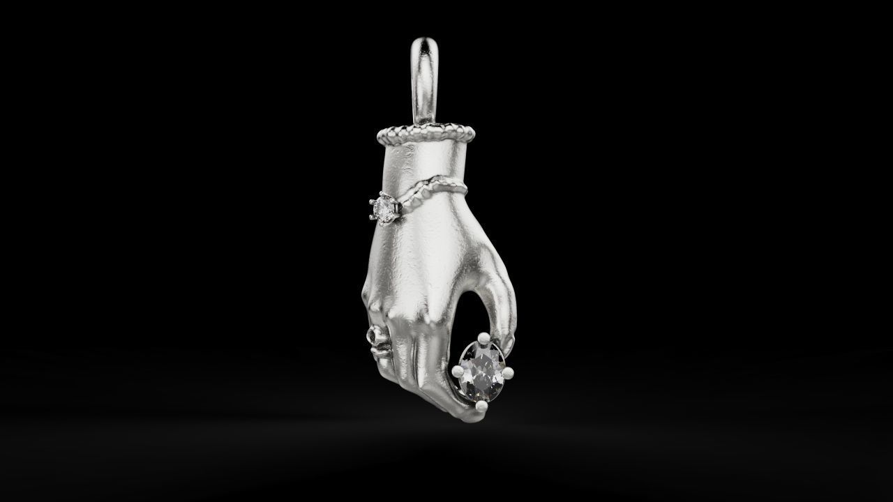Hand pendant with gem 3D print model_7