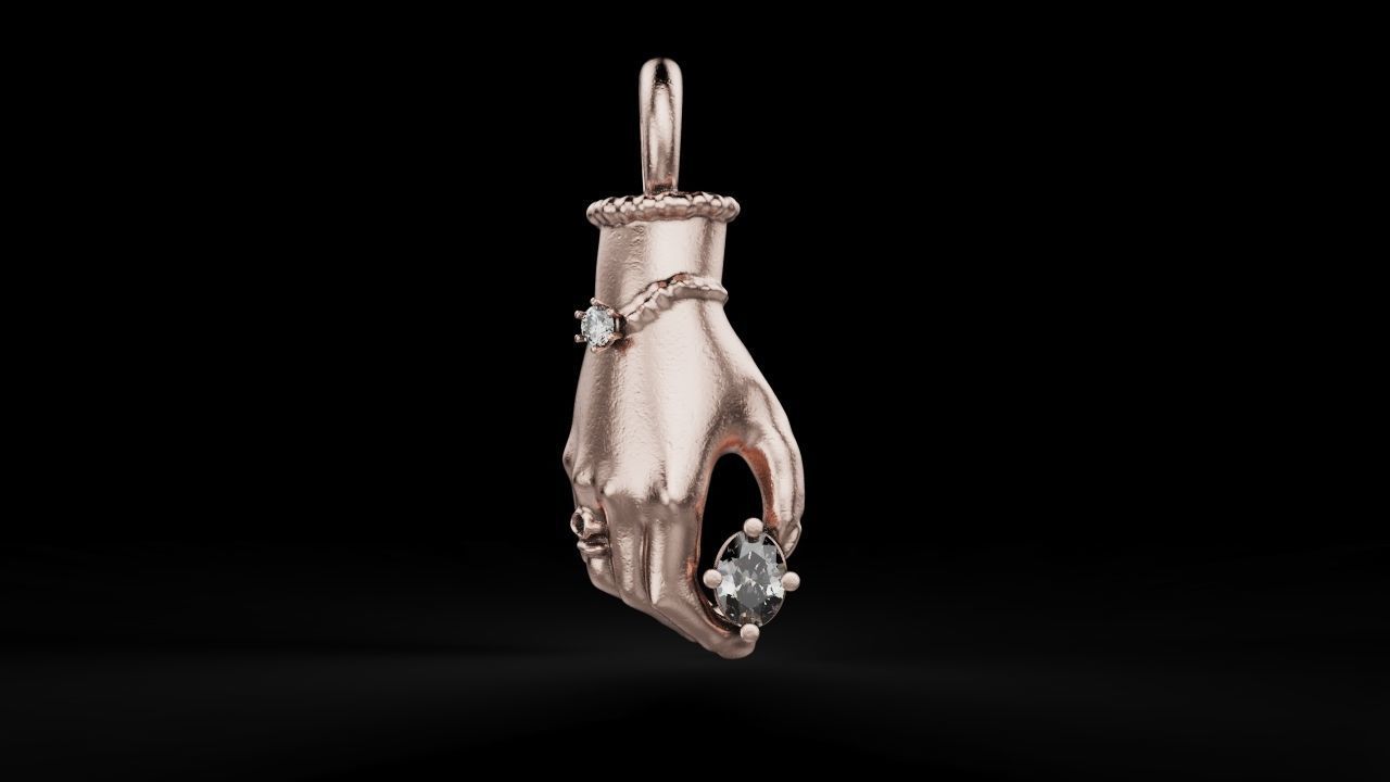 Hand pendant with gem 3D print model_6