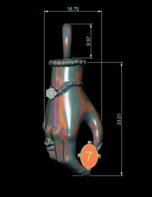 Hand pendant with gem 3D print model_5