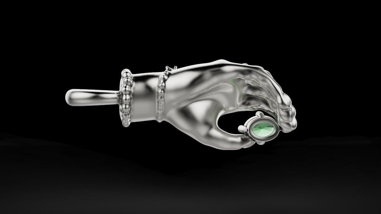 Hand pendant with gem 3D print model_10