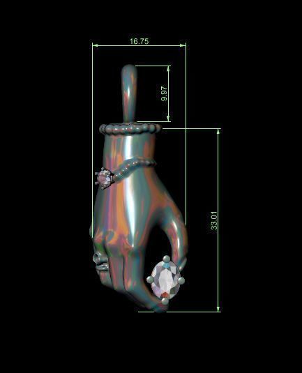 Hand pendant with gem 3D print model_3