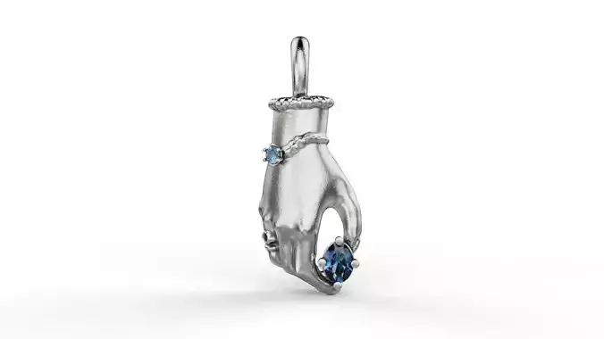 Hand pendant with gem 3D print model