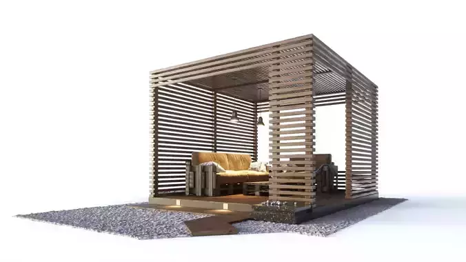 Loft style wooden arbor 3D model