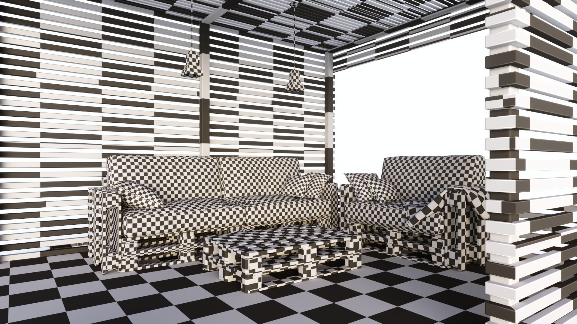 Loft style wooden arbor 3D model_18