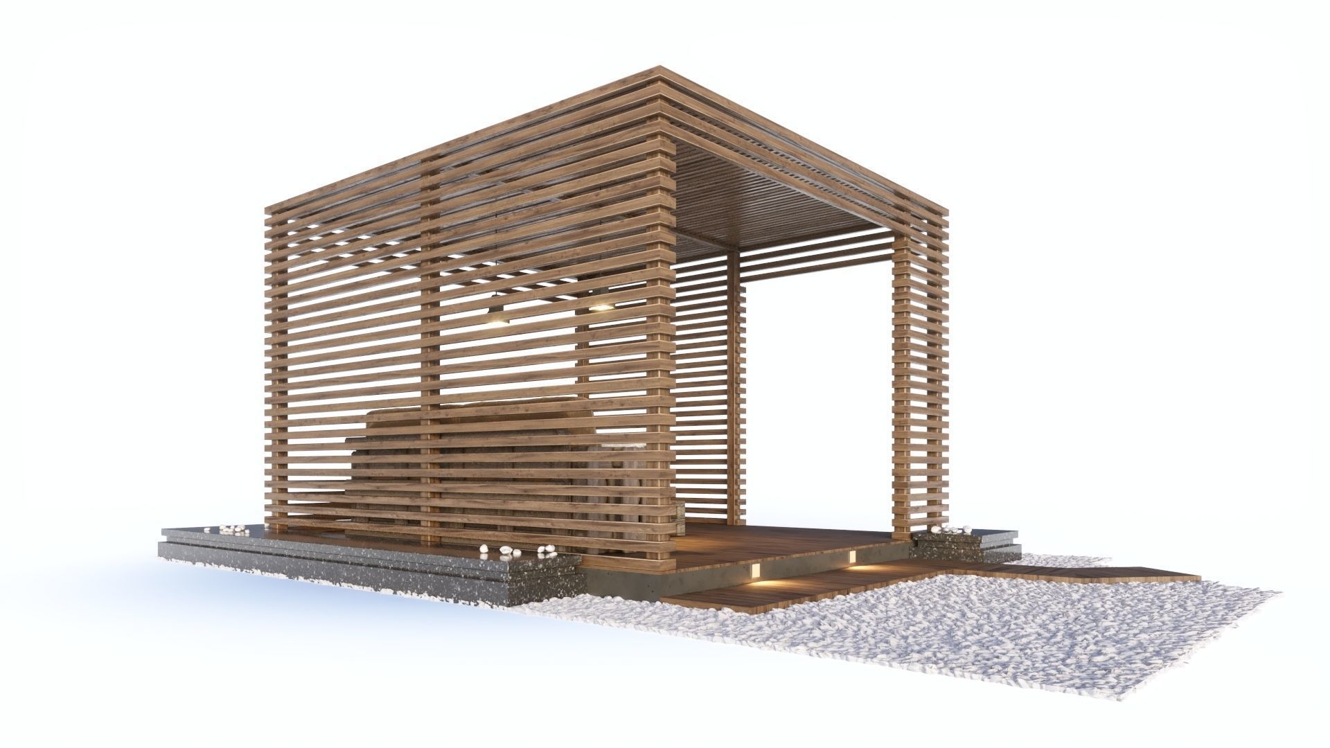 Loft style wooden arbor 3D model_4