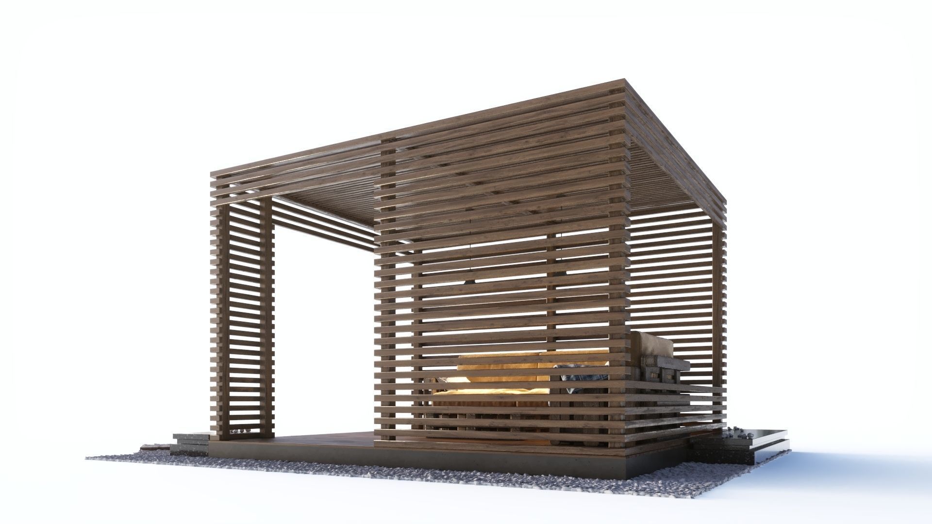 Loft style wooden arbor 3D model_2