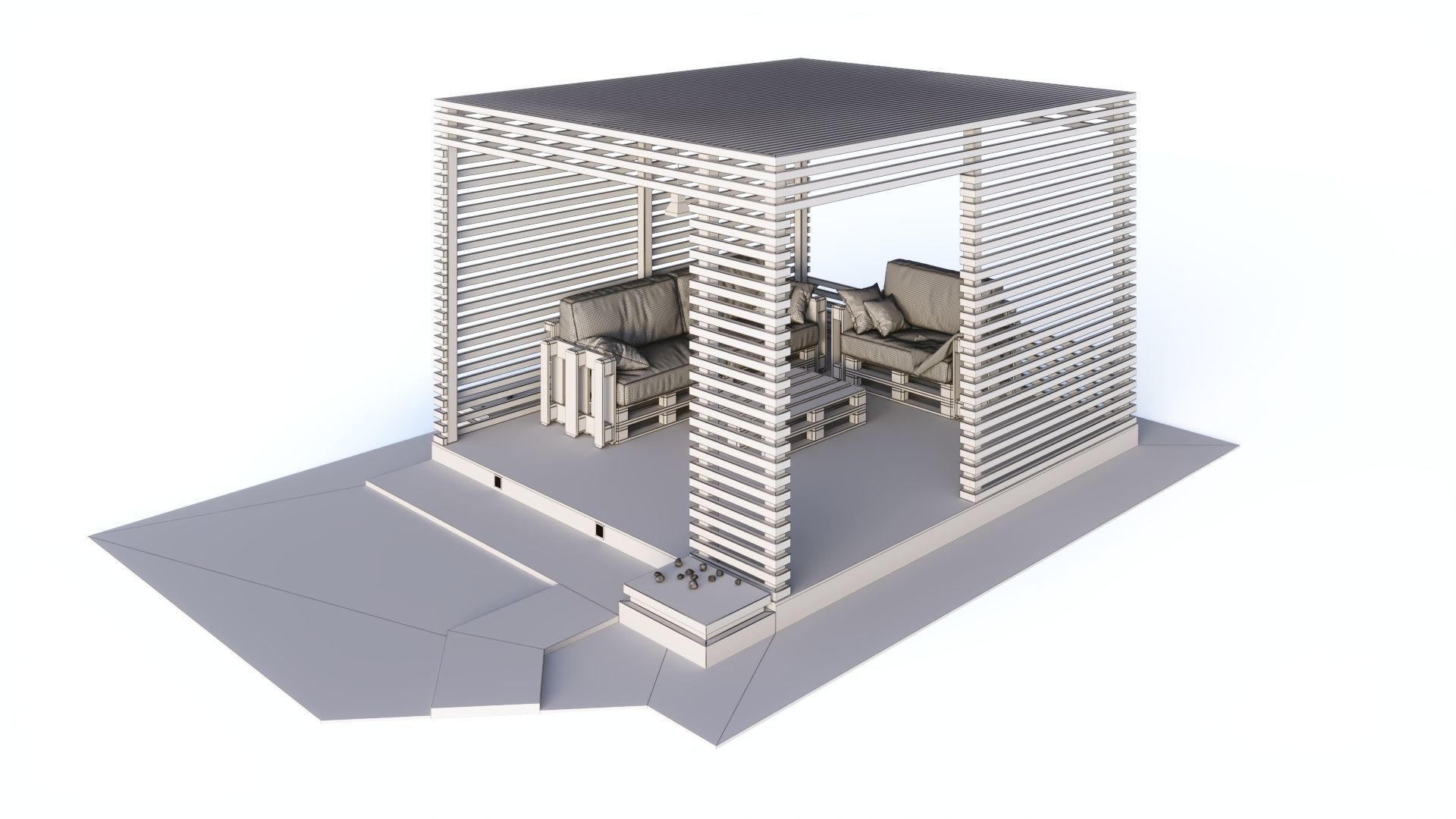 Loft style wooden arbor 3D model_24