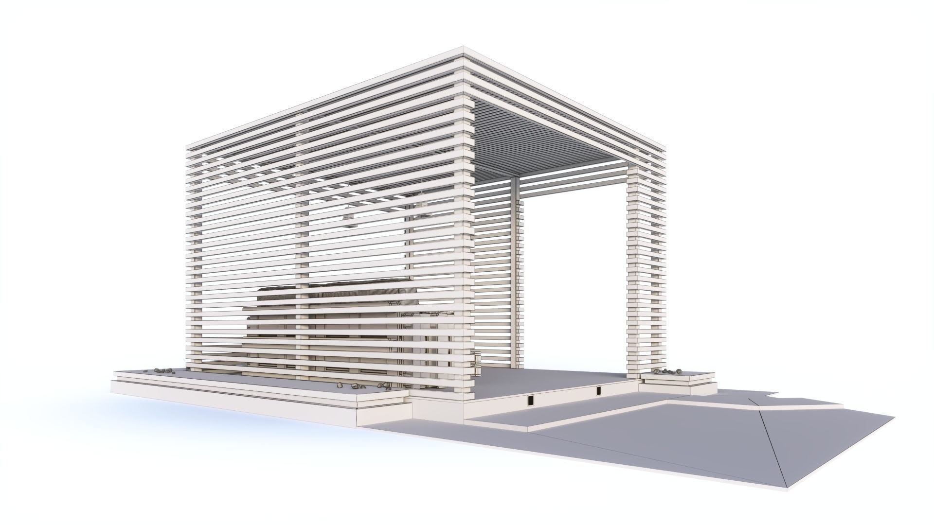 Loft style wooden arbor 3D model_22