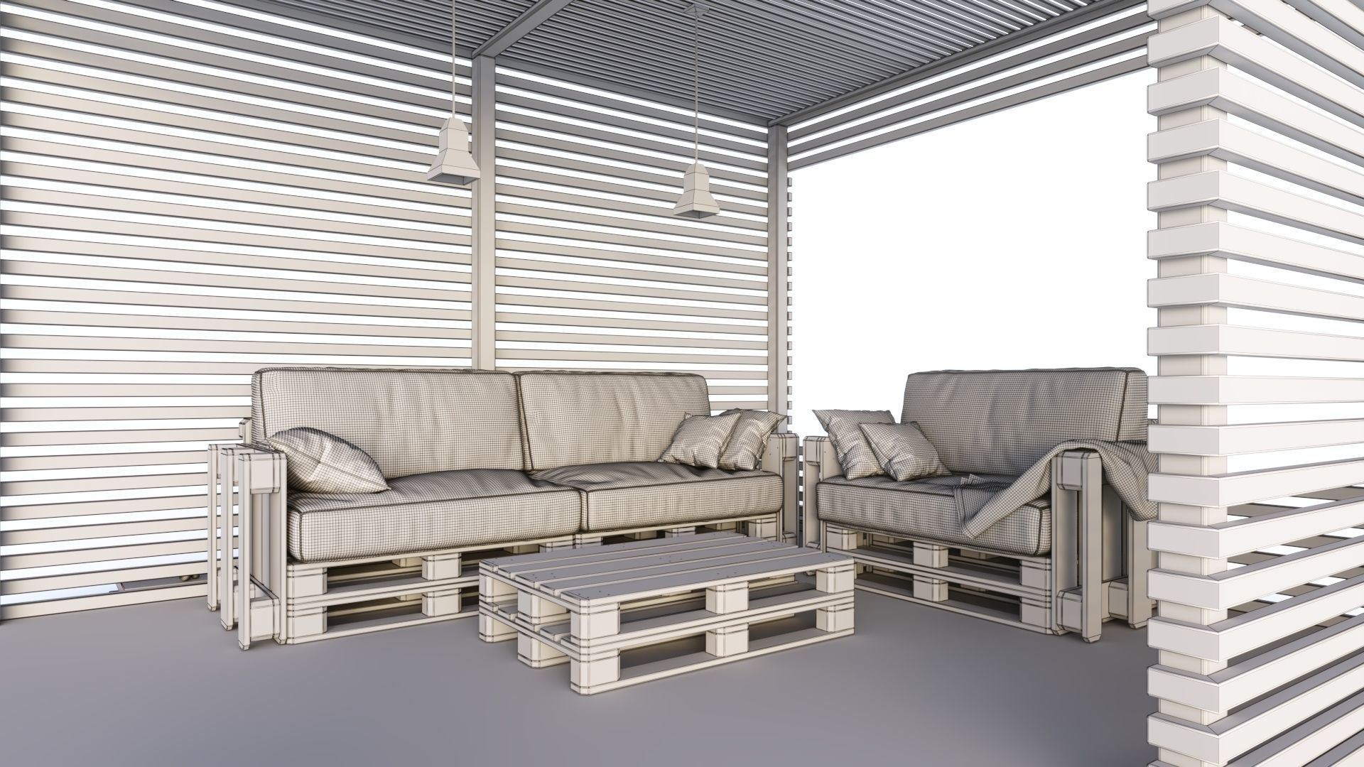 Loft style wooden arbor 3D model_27