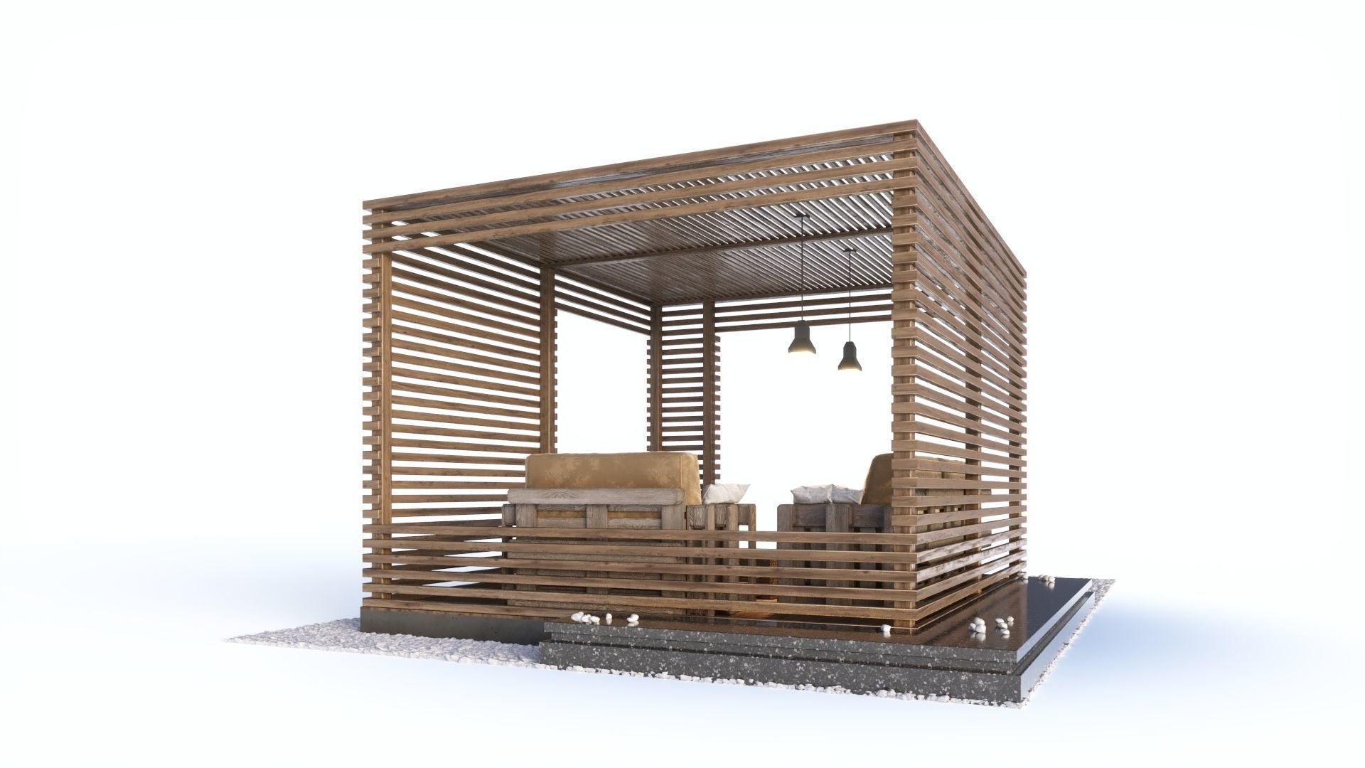 Loft style wooden arbor 3D model_3