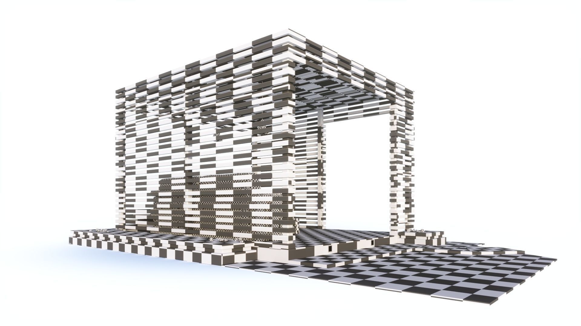 Loft style wooden arbor 3D model_13