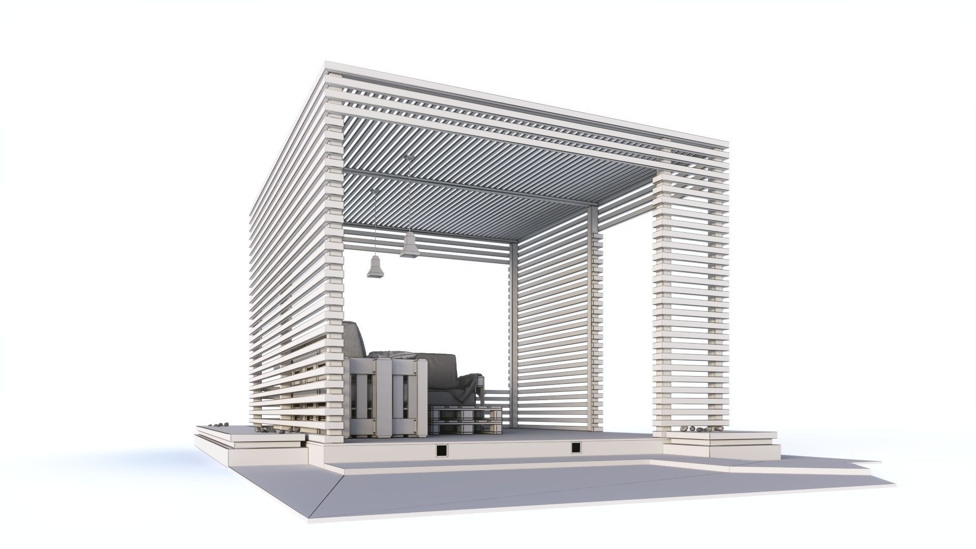 Loft style wooden arbor 3D model_23