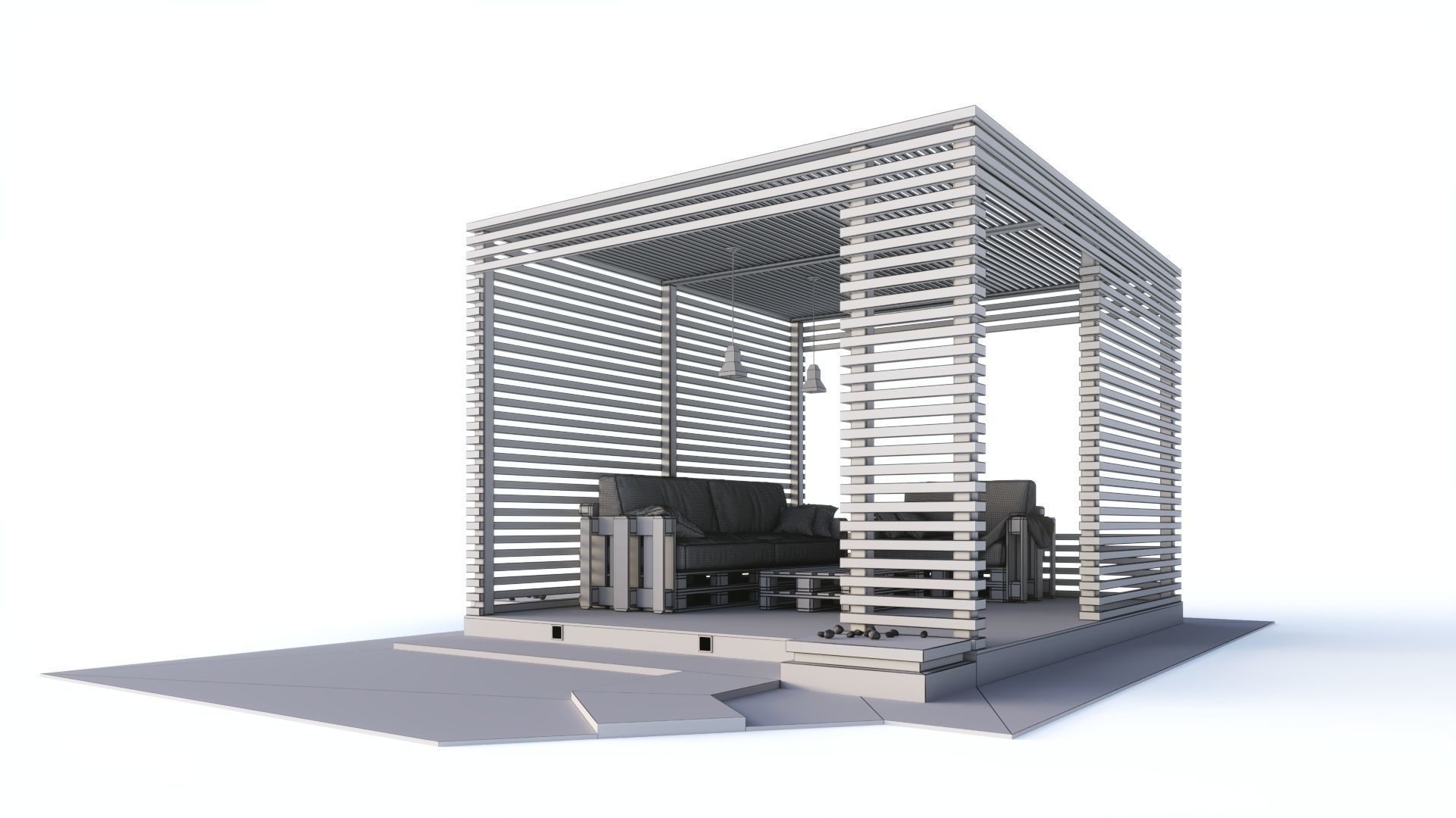 Loft style wooden arbor 3D model_19